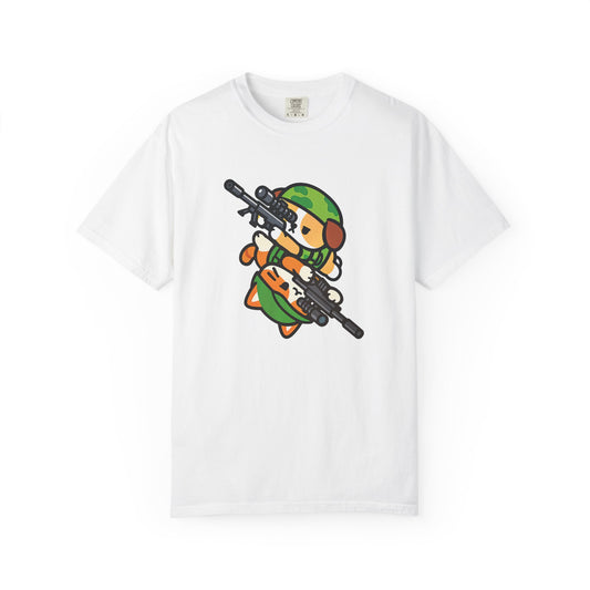 Cute Soldier Sniper Dog & Cat Unisex Graphic T-Shirt