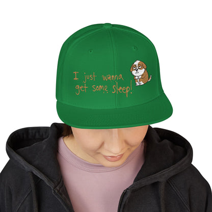 I just wanna get some sleep Embroidered Cute Puppy Snapback Hat