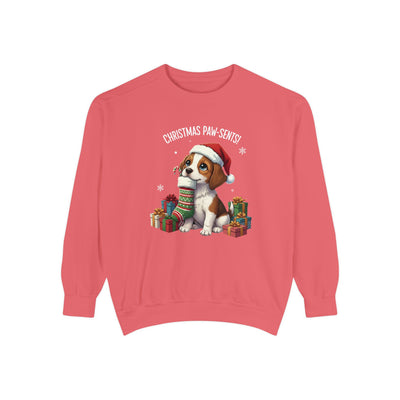 Cute Puppy waiting for Christmas presents style 3 Cozy Graphic Unisex Crewneck Sweatshirt