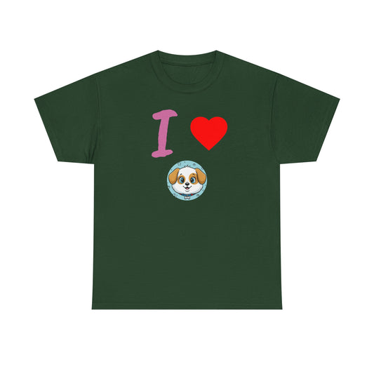 I Love Dogs in Love Unisex Tee - Cute Dog T-Shirt for Pet Lovers, Dog Owners, Sports Enthusiasts, Gifts for Animal Lovers, Casual Everyday Wear
