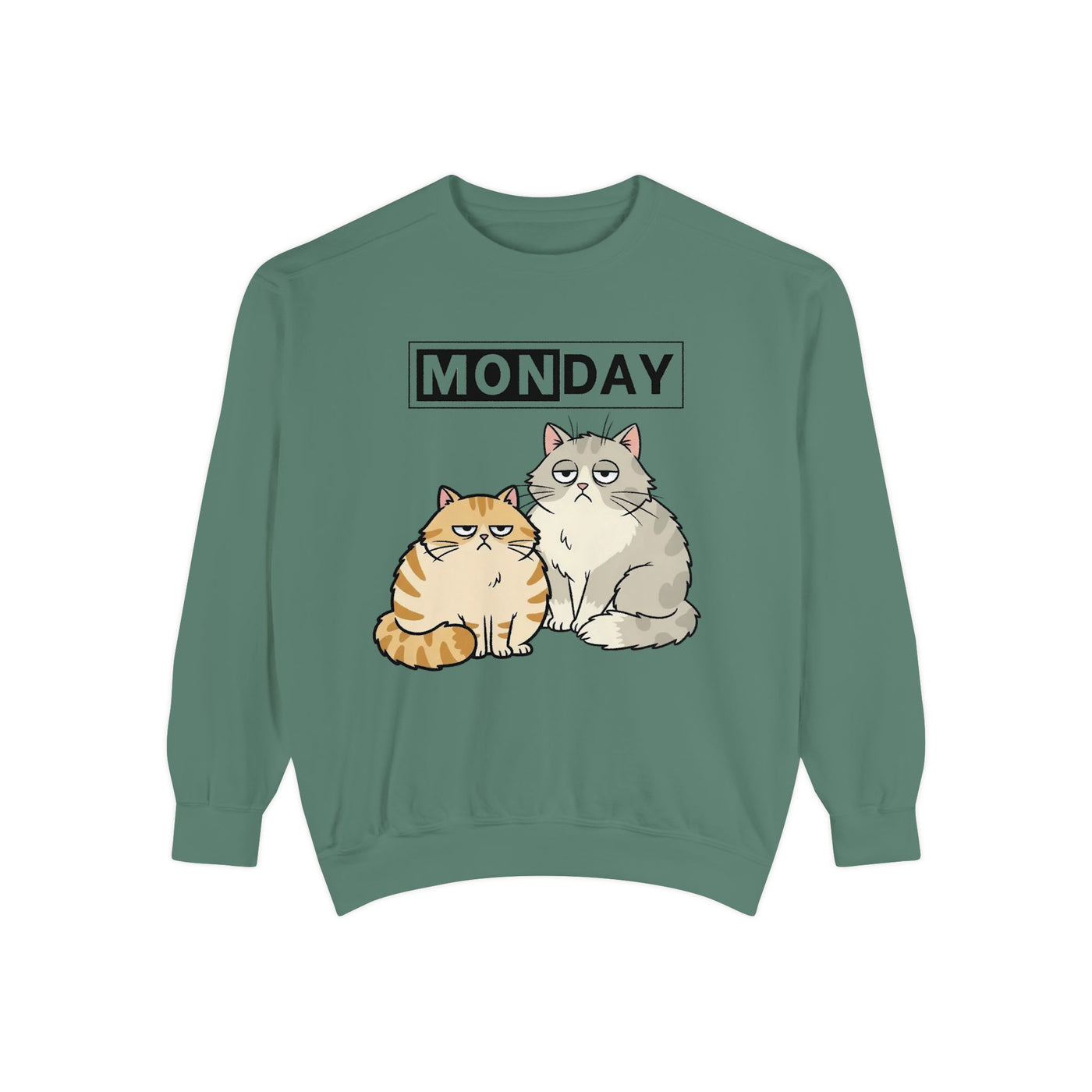Monday Face Cat Stares Blankly Unisex Crewneck Sweatshirt style 1