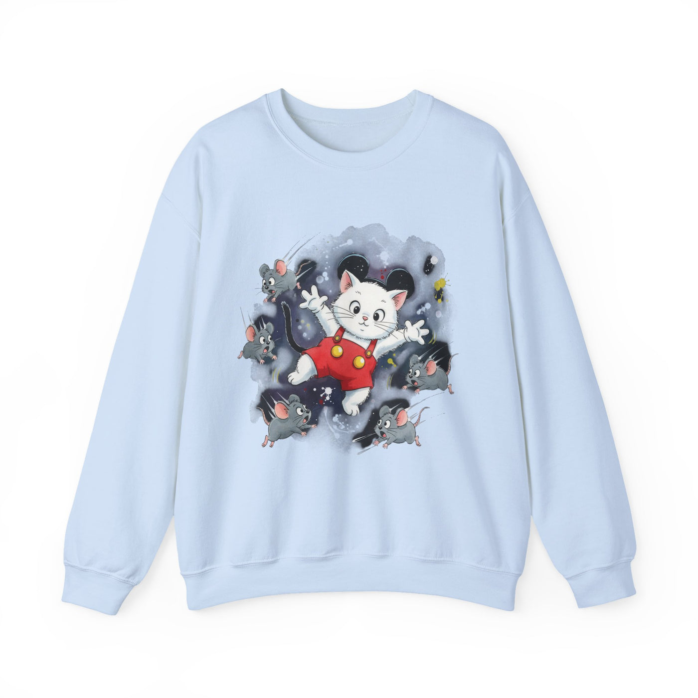 Watercolor painting style 2 Men & Women Cute Cat Pile Crewneck Sweatshirt