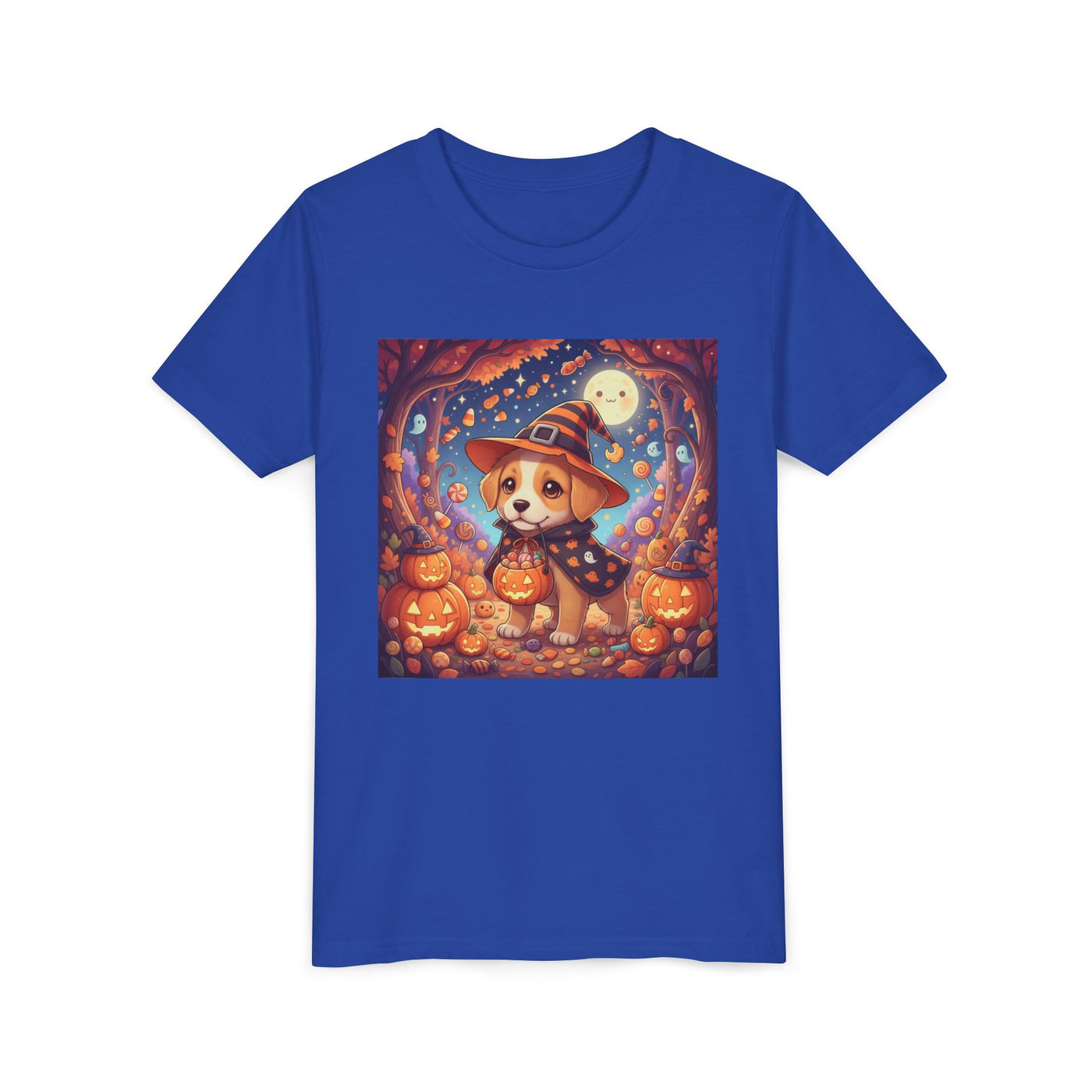 Halloween cute puppy anime style 1 Youth Tee, Short Sleeve T-Shirt, Kids Halloween Apparel, Cute Dog Tee, Fall Outfit for Children