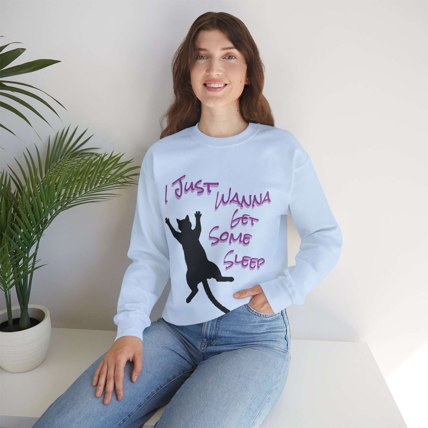 I Just Wanna Get Some Sleep Cat Graphic Unisex Crewneck Sweatshirt