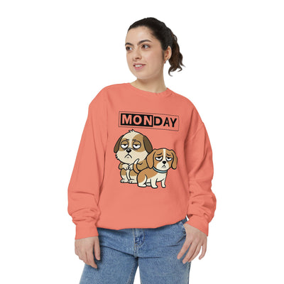 Monday Face Dog Stares Blankly Unisex Crewneck Sweatshirt style 1