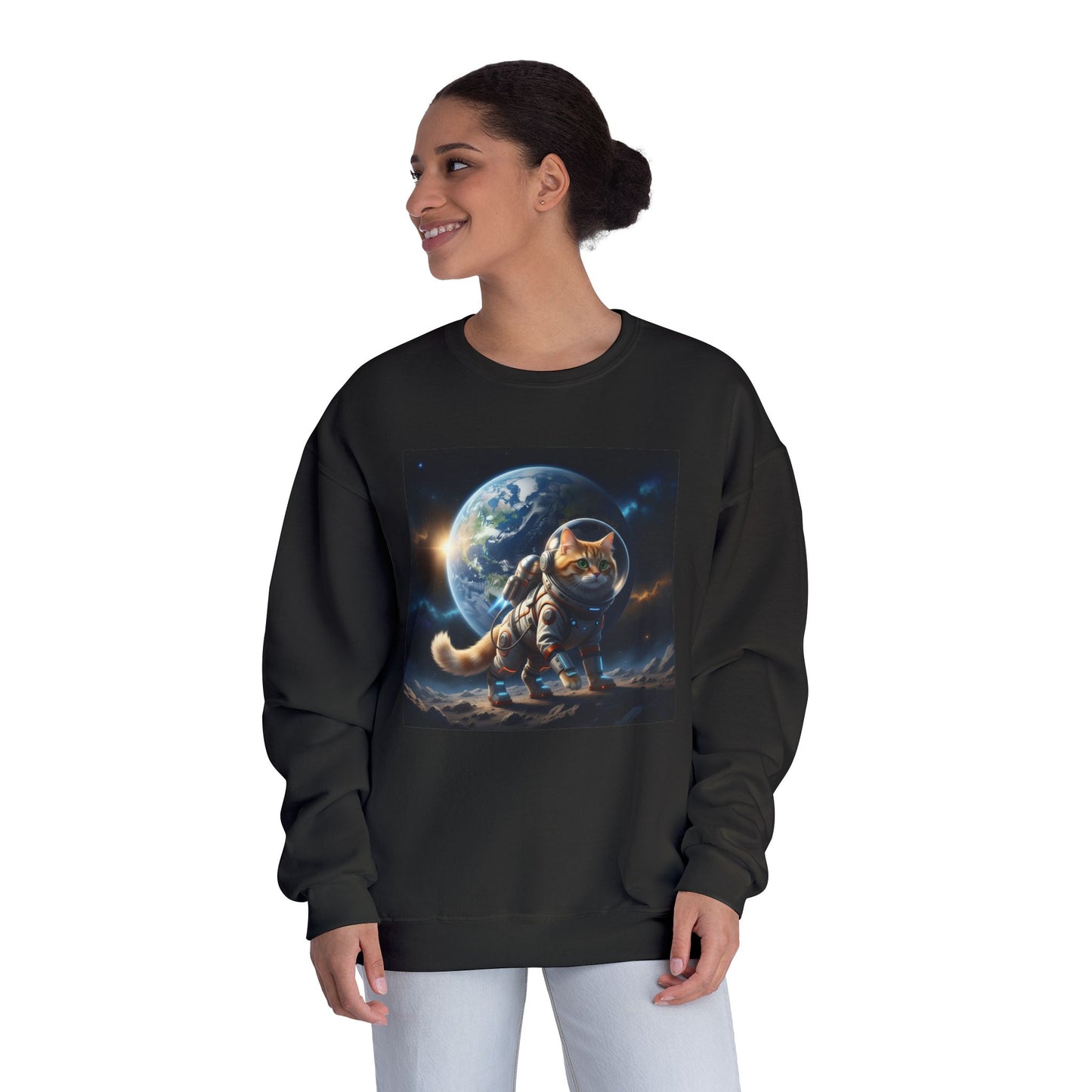 Space Cat Unisex NuBlend Crewneck Sweatshirt style 1
