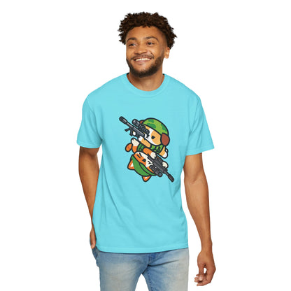Cute Soldier Sniper Dog & Cat Unisex Graphic T-Shirt