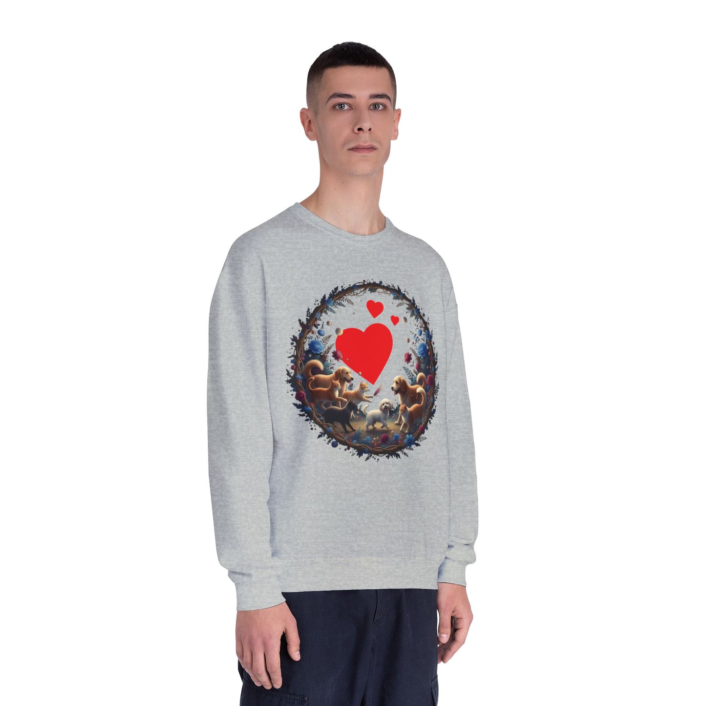 Cats & Dogs Full of Love Unisex NuBlend Crewneck Sweatshirt