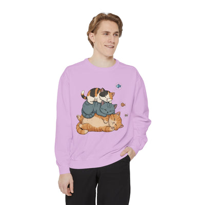 3 Cute Sleeping Cats style 2 Cozy Graphic Unisex Crewneck Sweatshirt