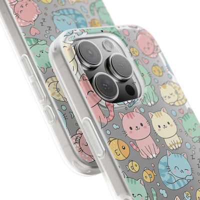 Kawaii Colorful Cat Pattern iPhone 15 / 16 / 17 series Flexi Case