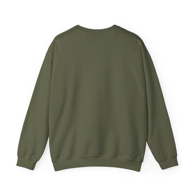 Back view of the cat lovers cute kitten sweatshirt in olive green, showcasing its cozy design and soft fabric.