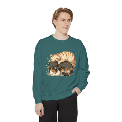 3 Cute Sleeping Cats Cozy Graphic Unisex Crewneck Sweatshirt style 4