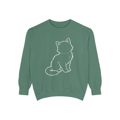 Sitting Cat Shadow Cozy Graphic Unisex Crewneck Sweatshirt style 1