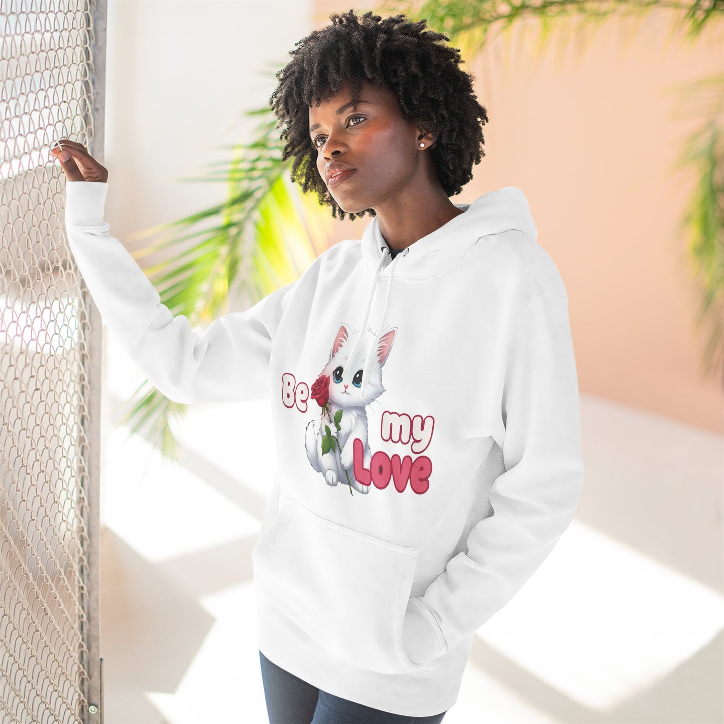 Cat Be My Love Unisex Fleece Hoodie for Cozy Comfort