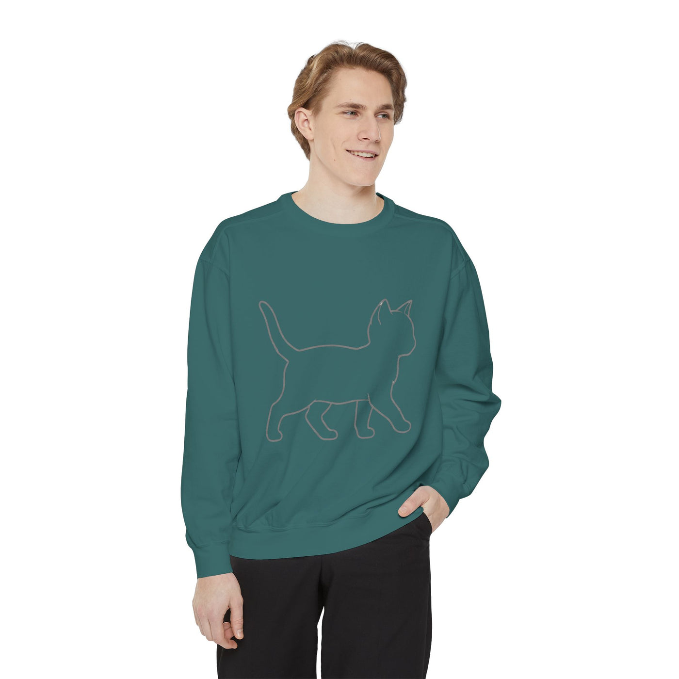 Walking Cat Shadow style 2 Cozy Graphic Unisex Crewneck Sweatshirt