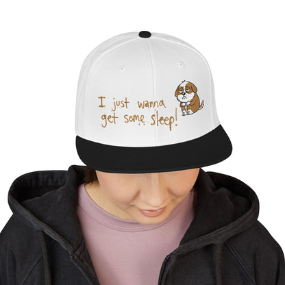 I just wanna get some sleep Embroidered Cute Puppy Snapback Hat