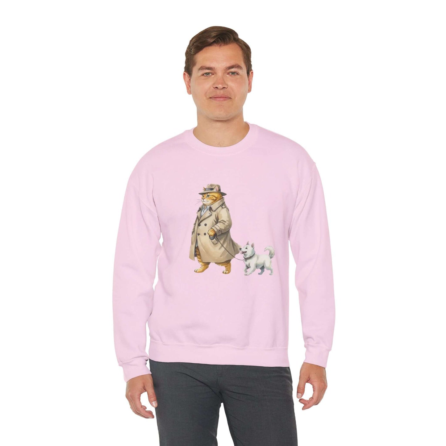 Watercolor Cat & Dog painting unisex Crewneck Sweatshirt style 2