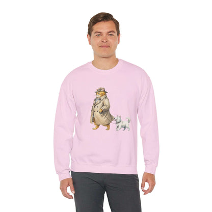 Watercolor Cat & Dog painting unisex Crewneck Sweatshirt style 2