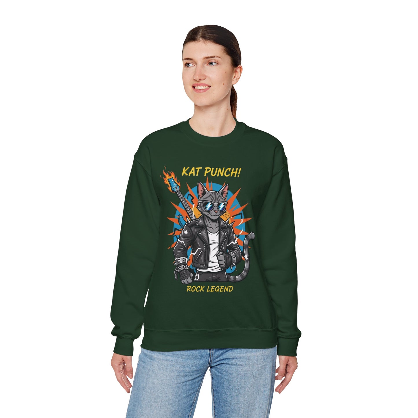 Cool Cat Unisex Heavy Blend Crewneck Sweatshirt style 1