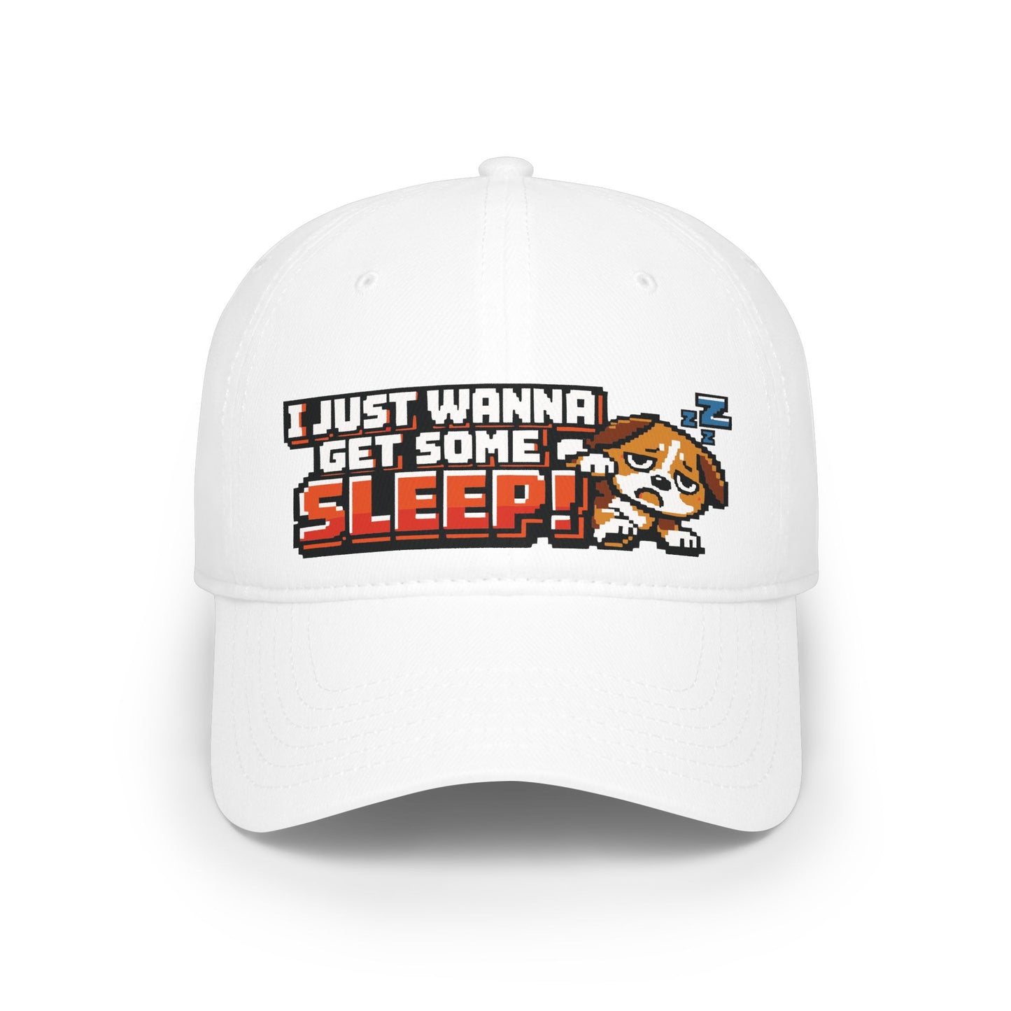 I Just Wanna Get Some Sleep Pixel Dog Low Profile Cap Hat