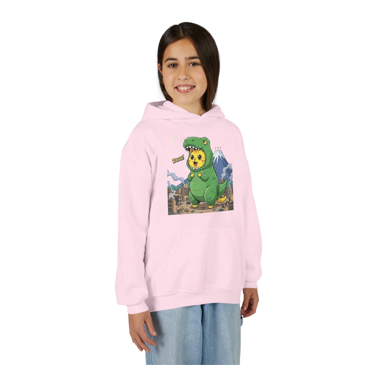 Cat cosplay Godzilla Unisex Kids Hoodie style 1