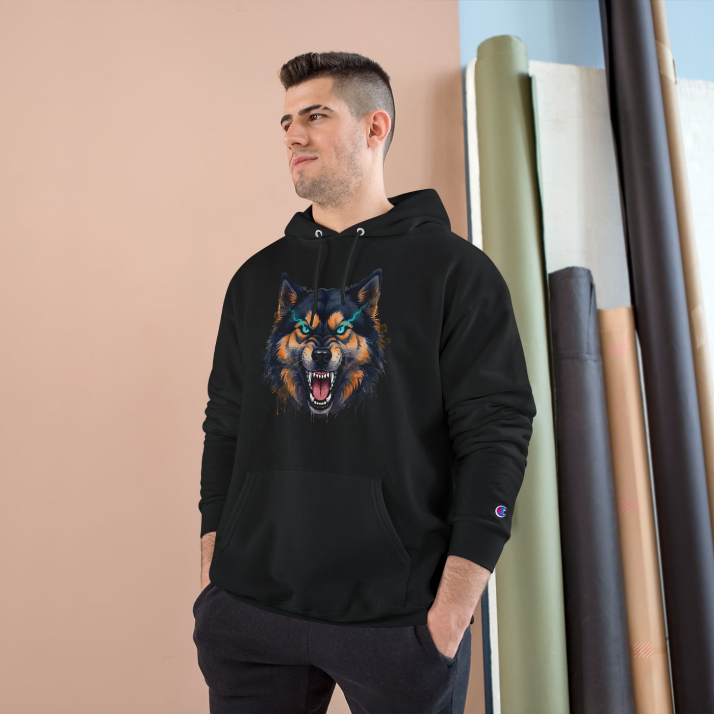 Angry Dog style 1 Men and Women Champion Hoodie