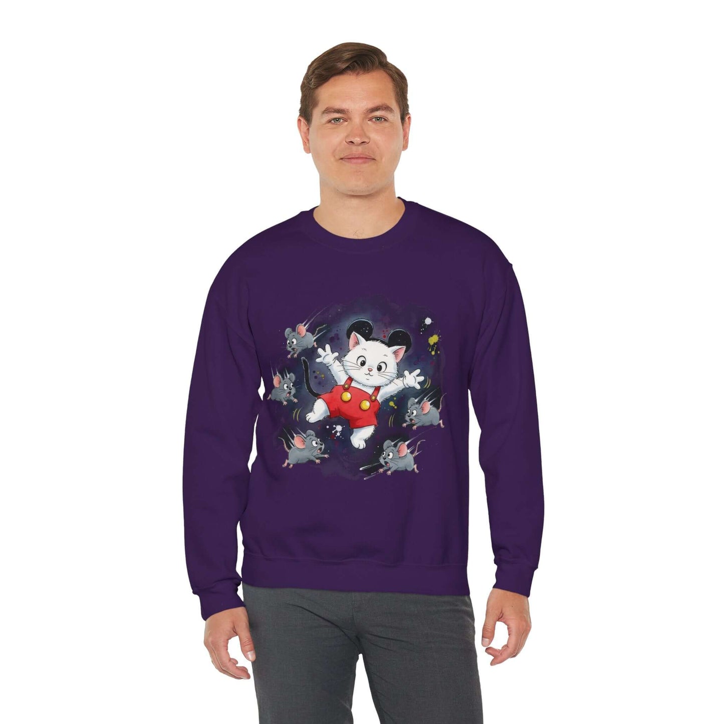Watercolor Cat painting Unisex Crewneck Sweatshirt style 2