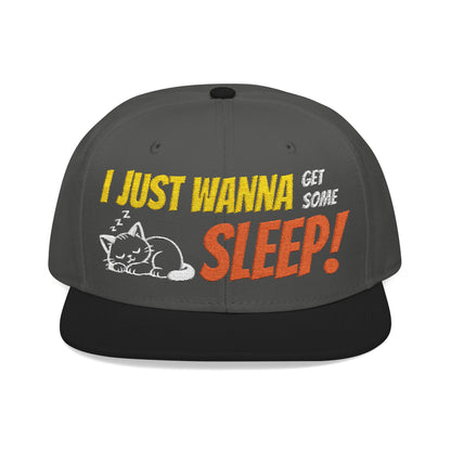 I just wanna get some sleep Embroidered Cute Cat Snapback Hat
