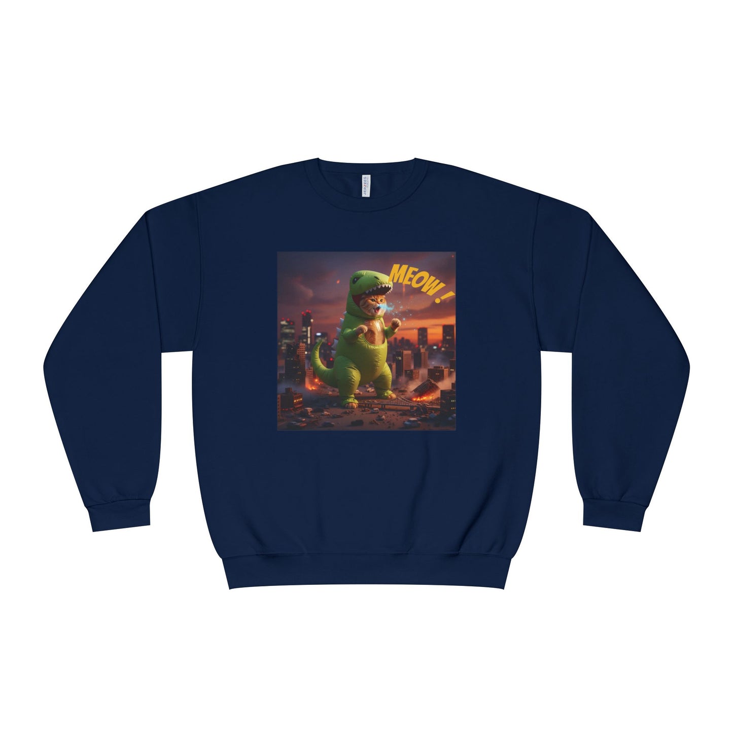 Tyrannosaurus Cat in city Unisex NuBlend Sweatshirt style 2