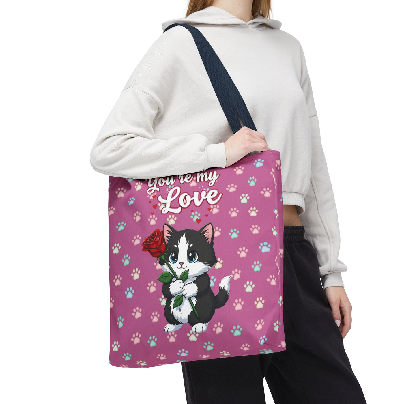 Cute Cat Lover Tote Bag - You're My Love style 1