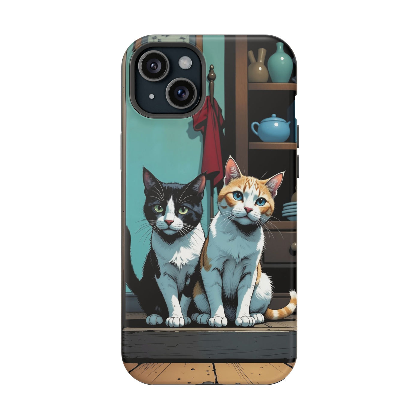 Cute Cats Magnetic Phone Case comic style 3, Cat Lover Gift, Impact-Resistant iPhone Case, Funny Pet Accessory, Unique Animal Design