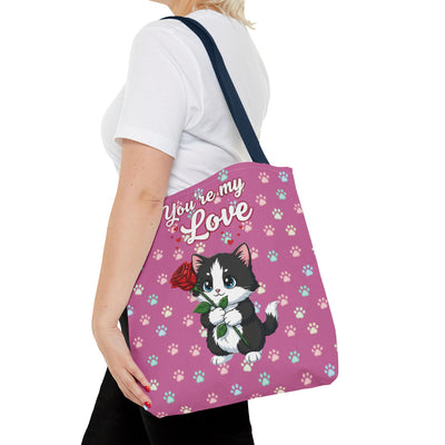 Cute Cat Lover Tote Bag - You're My Love style 1