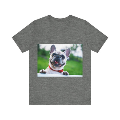 Puppy on the fence - Unisex Jersey Short Sleeve Tee