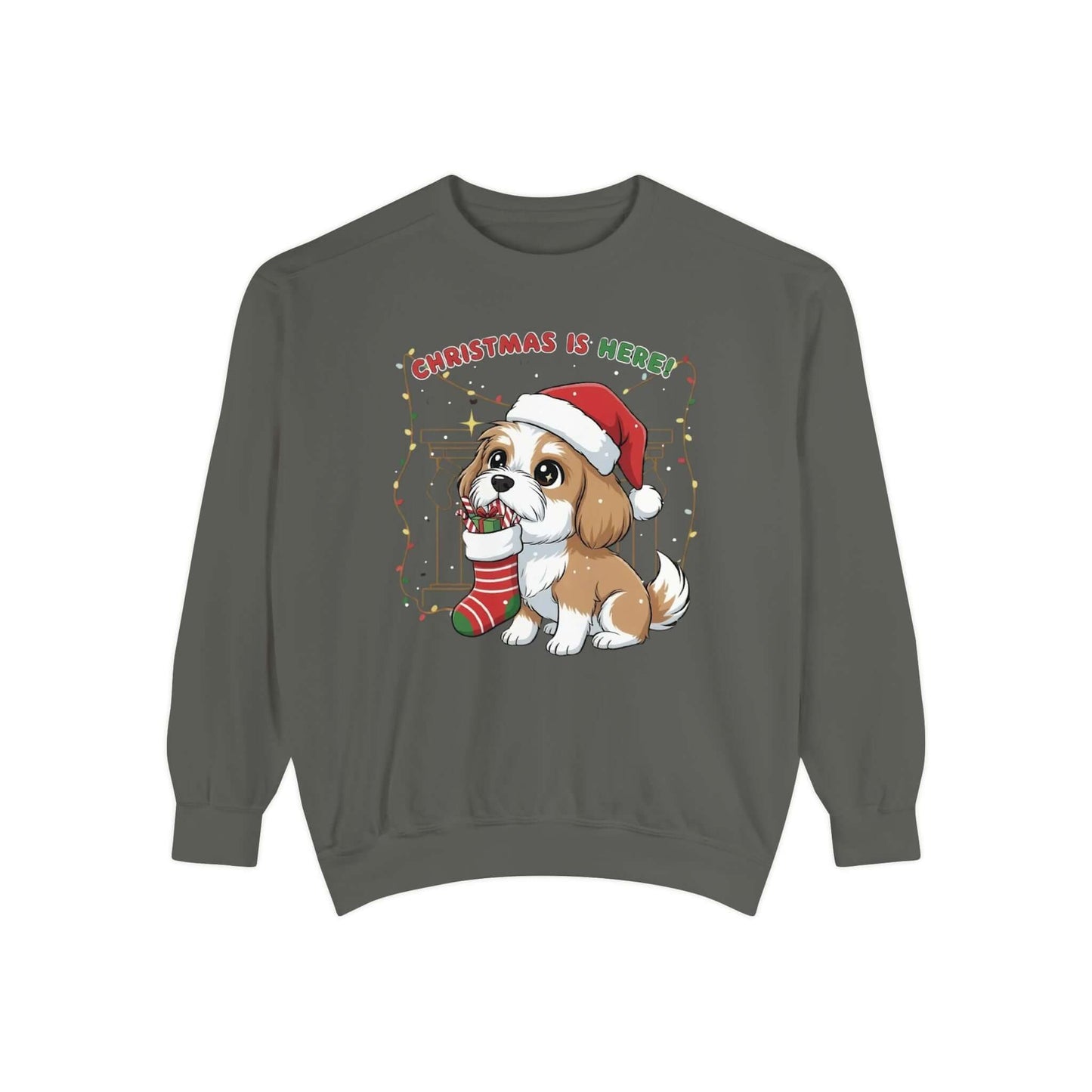 Puppy wait for Christmas presents Unisex Crewneck Sweatshirt style 5
