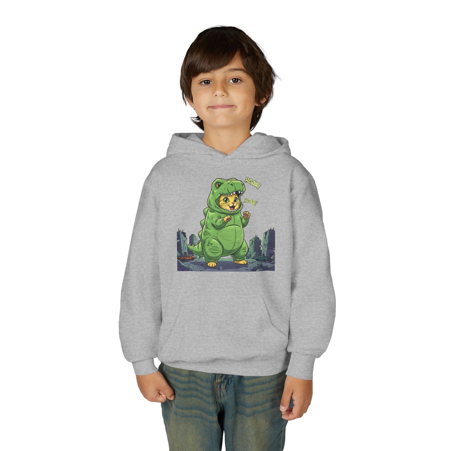 Cat cosplay Godzilla Unisex Kids Hoodie style 2