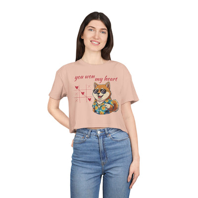 Cute Graphic Crop Tee - 'You Won My Heart', Women's Fashion, Gift for Animal Lovers, Casual Outfit, Summer Style, Funny Shirt