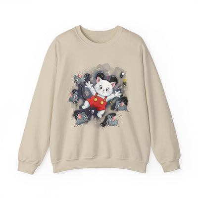 Watercolor painting style 2 Men & Women Cute Cat Pile Crewneck Sweatshirt