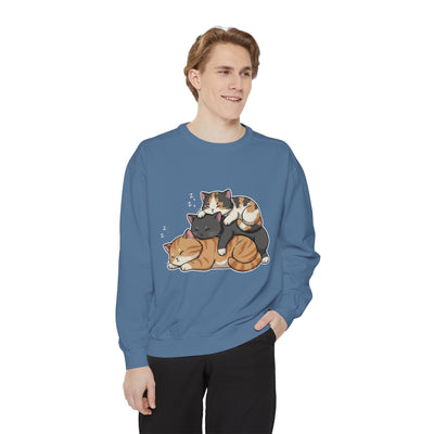 3 Cute Sleeping Cats style 7 Cozy Graphic Unisex Crewneck Sweatshirt