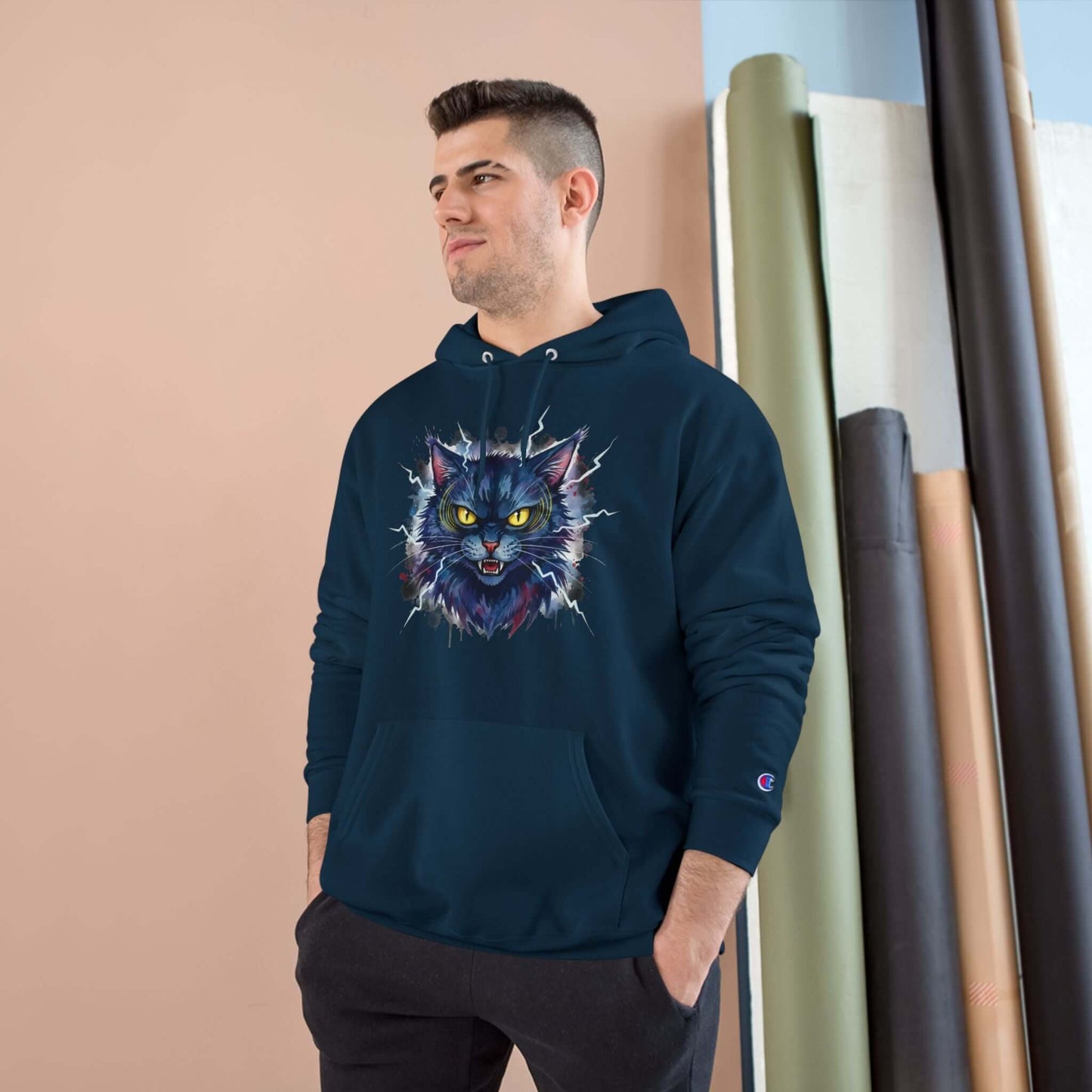 Mad Cat Men and Women Champion Hoodie style 4