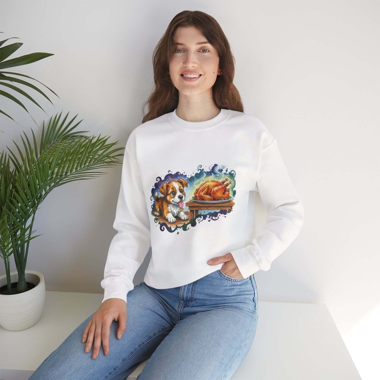 Watercolor Dog painting Unisex Crewneck Sweatshirt style 3