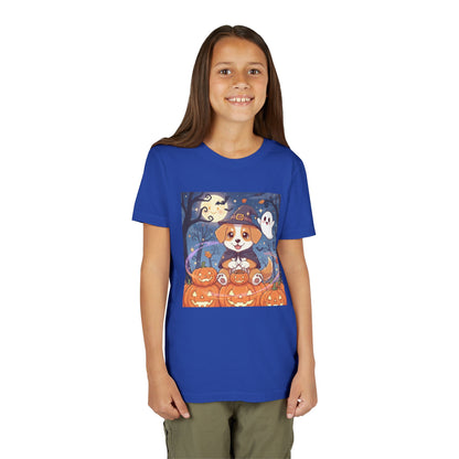 Halloween cute puppy anime style 3 Youth Tee, Short Sleeve T-Shirt, Kids Halloween Apparel, Cute Dog Tee, Fall Outfit for Children