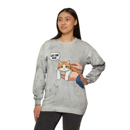 Let Me Go Cat Cozy Crewneck Sweatshirt Tie-Dye style 2