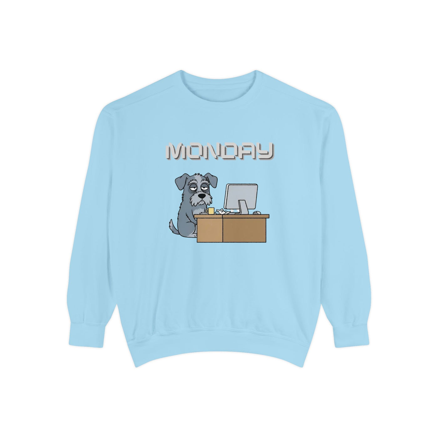 Monday Face Dog Stares Blankly Unisex Crewneck Sweatshirt style 2