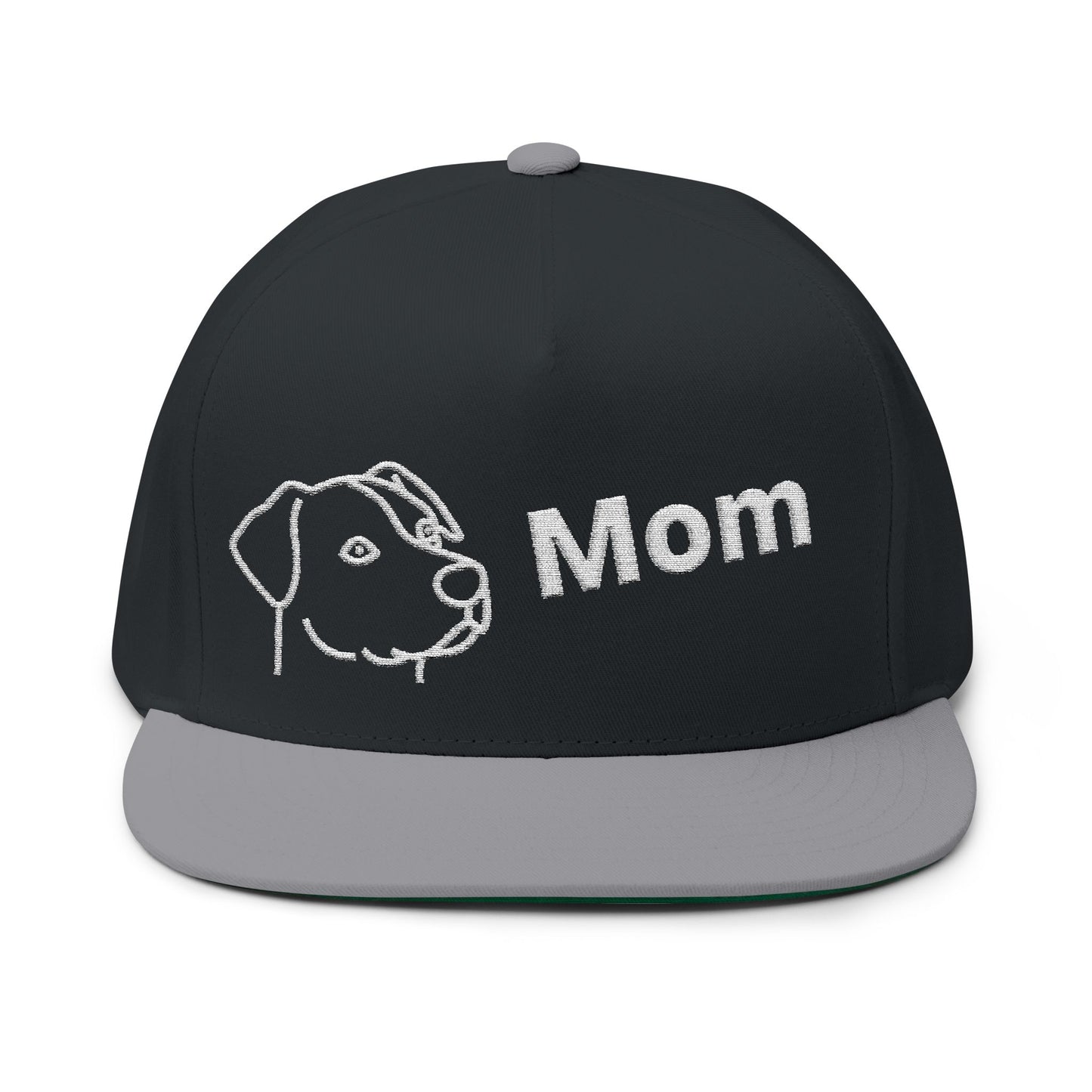 Stylish Embroidered Dog Mom Flat Bill Cap style 1