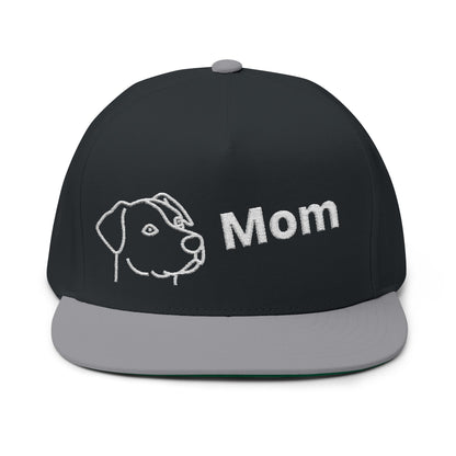 Stylish Embroidered Dog Mom Flat Bill Cap style 1