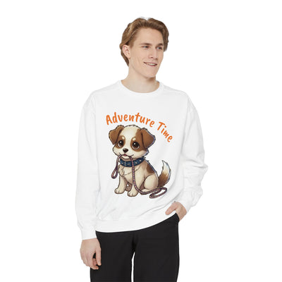 Cute Dog Walk Time style 4 Cozy Graphic Unisex Crewneck Sweatshirt