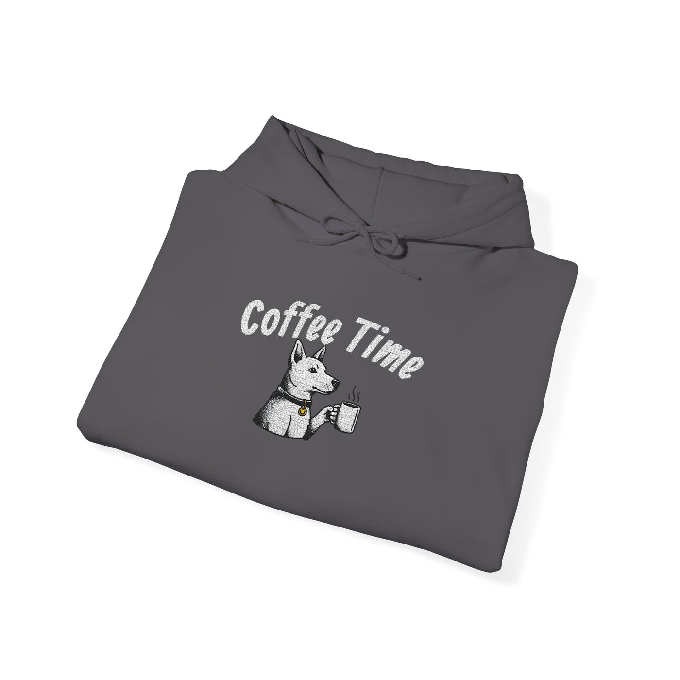 Coffee Time Dog Embroidered style 1 Unisex Pullover Hoodie
