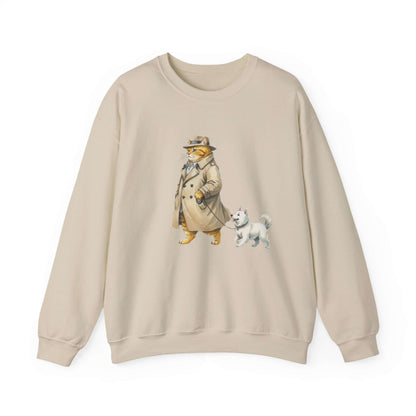 Watercolor Cat & Dog painting unisex Crewneck Sweatshirt style 2