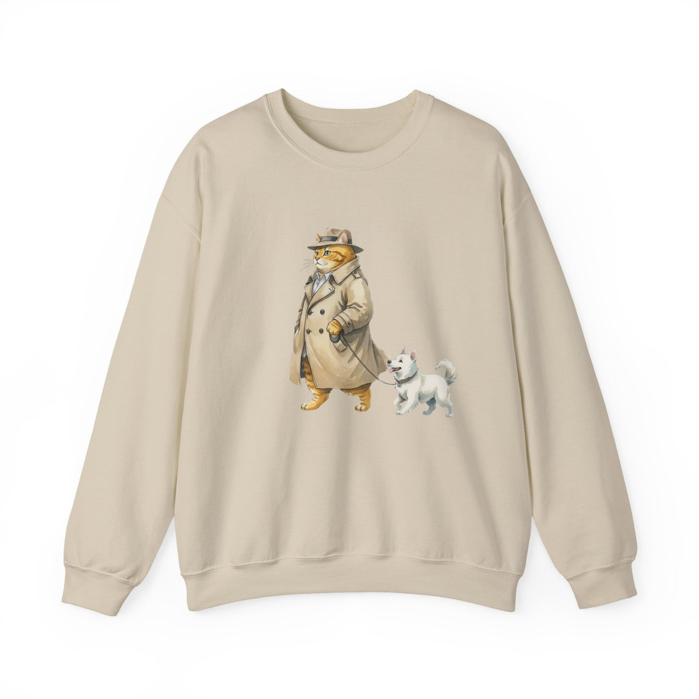 Watercolor painting style 11 Men & Women Cute Cat Pile Crewneck Sweatshirt