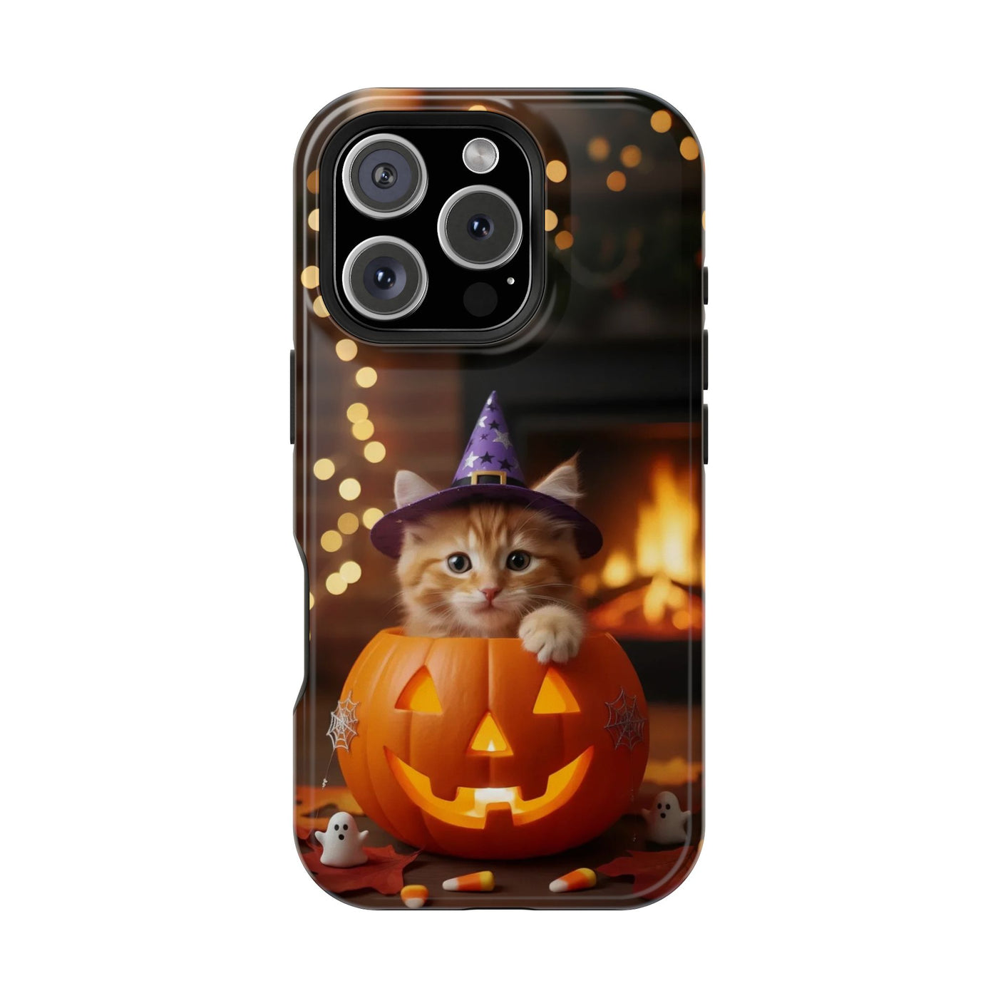 Halloween cute kitten photo style 3 Magnetic Phone Case, Cat Lover Gift, Impact-Resistant iPhone Case, Funny Pet Accessory, Unique Animal Design